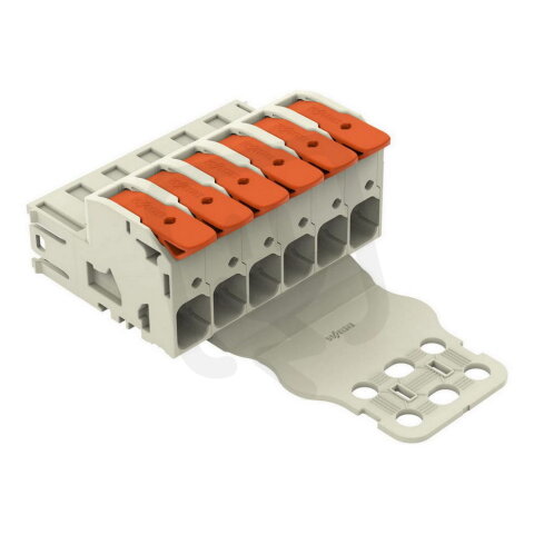 Konektor s pájecími piny Páčka Push-in CAGE CLAMP šedá 6pól.
