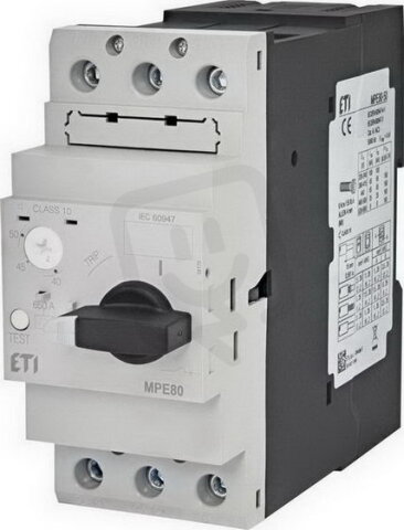 Motorový spouštěč MPE80-50, 3p, 50A, 60kA (230V), 40-50A ETI 004648016