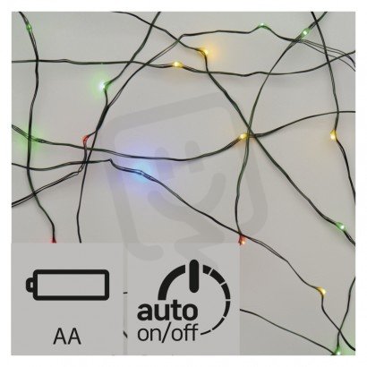 LED vánoční řetěz nano, 2xAA, 1,9m, multicolor, časovač
