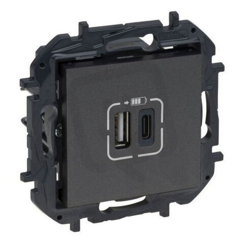 NILOE S.NABÍJEČKA USB A+C OCEL LEGRAND 863440B
