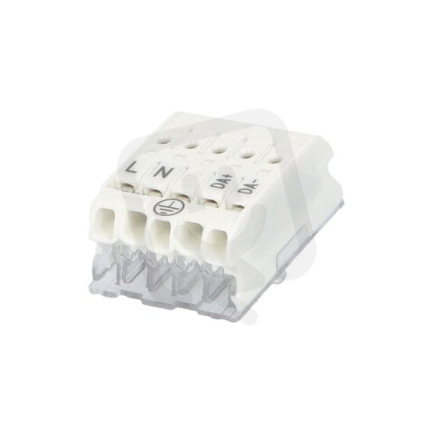 Svorkovnice SLK X/5 +E-SCHR (L-N-E-DA+-DA-)pro svítidla, bezšroubová,PC/88168808