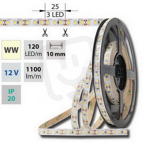 LED pásek SMD2835 WW, DC12V, IP20, 3m