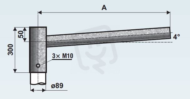 UD 1/89 - 500 výložník rovný pro stožáry typu JB, JBUD, LPH, J AMAKO 0610500089