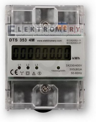 Elektroměry E355 DTS 353 4M 3f. 1s. 3x80A, LCD, neověřený