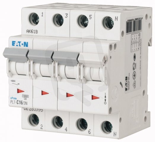 Jistič PL7-B16/3N, char B, 3+N-pólový, 10kA, 16A EATON 263985