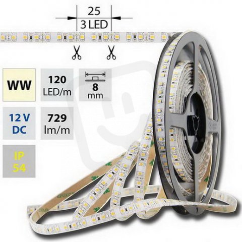 LED pásek SMD3528 WW, 120LED - zbytky, 12V, 9,6 W/m MCLED ML-121.237.60.0