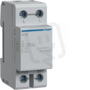 Hager SP120 Zapouzdřený svodič bleskového proudu T1,Iimp 50 kA(10/350),1pólový