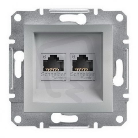 Asfora Zásuvka datová 2xRJ45, kat.6 UTP, alu SCHNEIDER EPH4800161