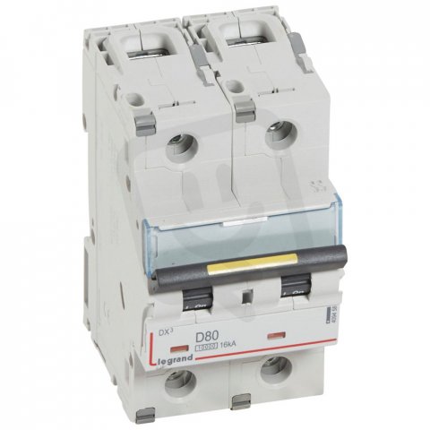 DX3 JISTIČ, 2 PÓLOVÝ, CHAR. D,80A 10000A/16KA LEGRAND 409458