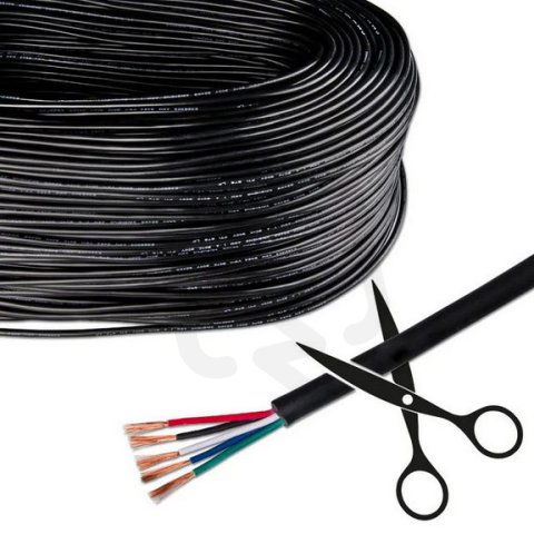 5-žilový kabel 5x0,3mm2, černý plášť, červená/zelená/modrá/bílá/černá