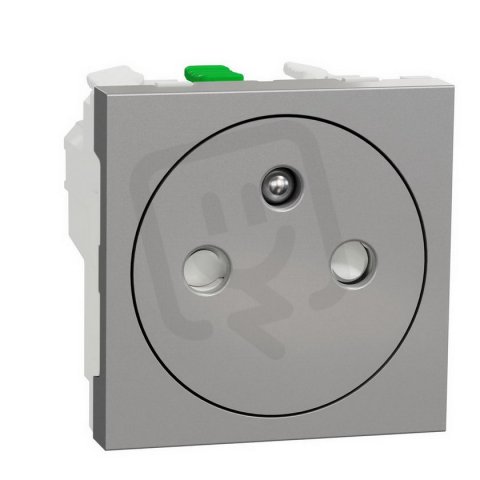 Zásuvka NOVÁ UNICA skrytá 250V/16A 2P+E, clonky, bezšroubová, Aluminium