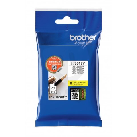 BROTHER LC-3617Y (inkoust yellow, 550 str. @ 5% draft)