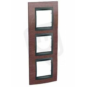 Schneider MGU66.006V.2M4 Krycí rámeček Top trojnásobný vert., Tabaco/grafit