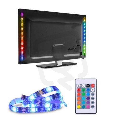 LED RGB pásek pro TV, 2x 50cm, USB, vypínač, dálkový ovladač SOLIGHT WM504