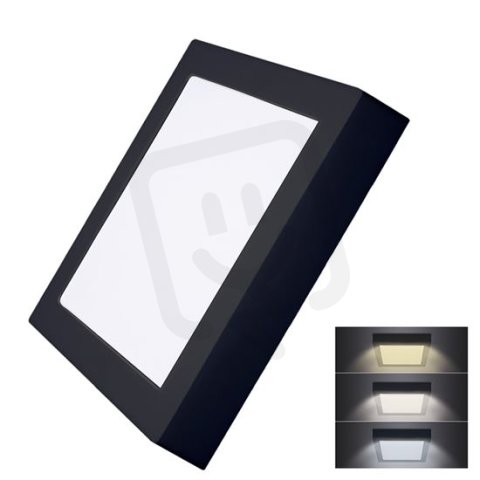 LED mini panel CCT přisazený 18W 1530lm přepínání 3000K 4000K 6000K čtverc černý