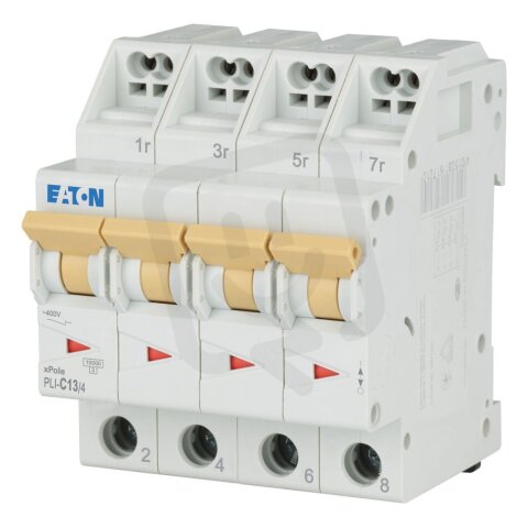 PLI-C13/4 Jistič PLI (bezšroubové svorky nahoře) char C 4-pólový 10kA 13A 101362