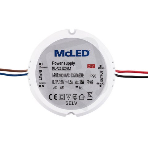Napájecí zdroj 36W, DC24V/1,5A, IP20, do elektroinstalační krabice