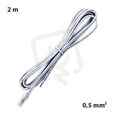 Připojovací kabel s MP konektorem (vidlice), 2m  0,5mm2, bílý, volný konec 5mm