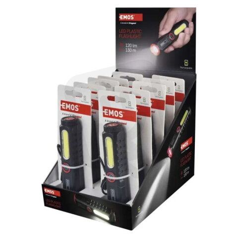LED nabíjecí plastová svítilna P4720, 120 lm, 10 ks, display box EMOS P4720