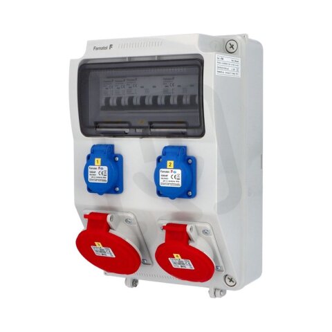 Zásuvková skříň FAMATEL vf385-6kA IP54 jištěná bez chrániče