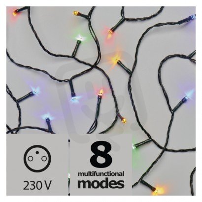 LED vánoční řetěz, 10m, červená/zelená/modrá, programy, časovač