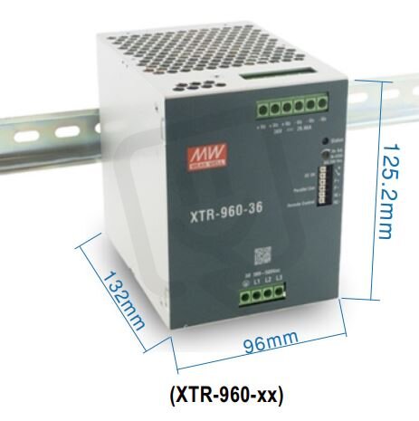 Zdroj na DIN 960W 36V 26660mA MEAN WELL XTR-960-36