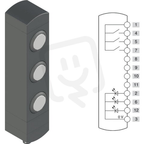 Ovládací jednotka BN 3 prvky (konfigurace A89) Konektor M12,12 pólů, IP65