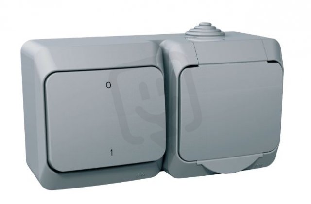 Schneider WDE000602 Zásuvka VDE 230V 16A a spínač dvojpólový ř.2, šedá