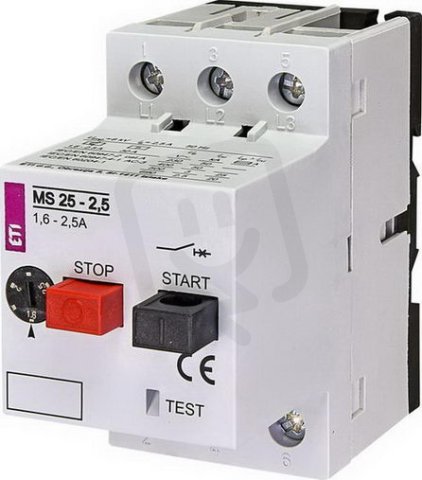 Motorový spouštěč MS25 3p 50kA (230V) 1,6-2,5A Irm=33A ETI 004600070