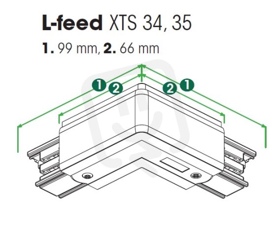 L-konektor bílý - hrana vnitřní  NORDIC ALUMINIUM XTS34-3