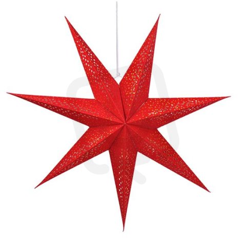 LED vánoční hvězda červená, závěsná, 60cm, 20x LED, 2x AA SOLIGHT 1V263