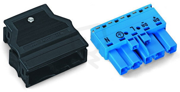 Zástrčka S pouzdrem s odlehčením tahu 5pól. modrá WAGO 770-1115/022-000
