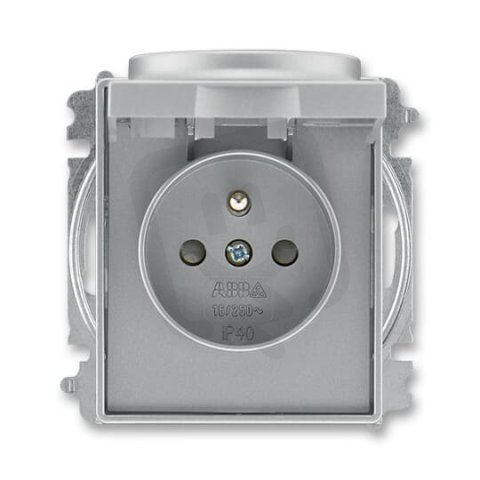 ABB TIME Zásuvka chráněná s clonkami a víčkem ocelová 5519E-A02397 36