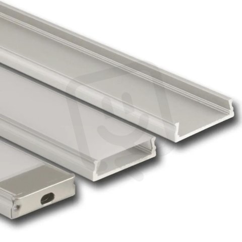 Přisazený hliníkový profil PZ, 24x6 mm, mléčný difuzor, komplet, 2 m
