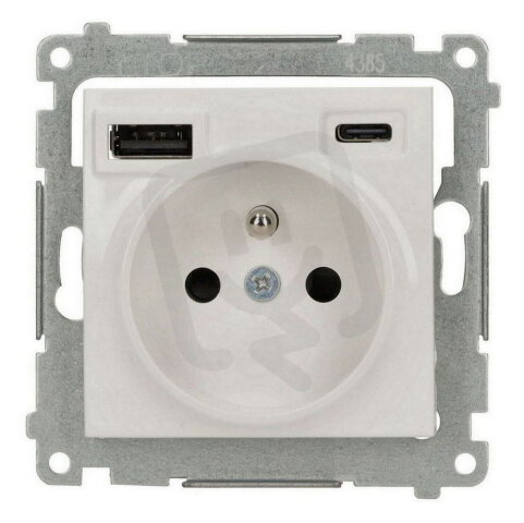 Zásuvka silová 1 násobná typ E s 2 násob