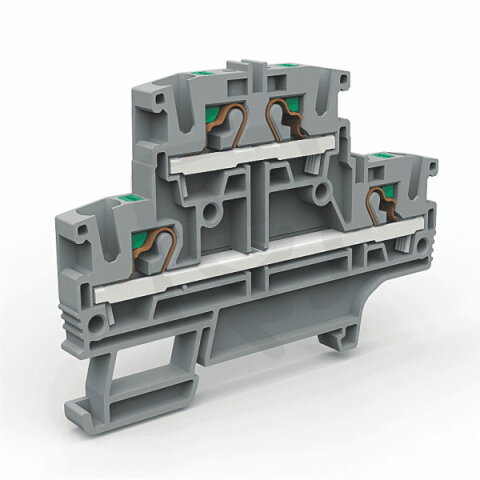 Pružinová řadová svorka push-in 2-patrová EFD.4/GR šedá MOREK EFD400GR