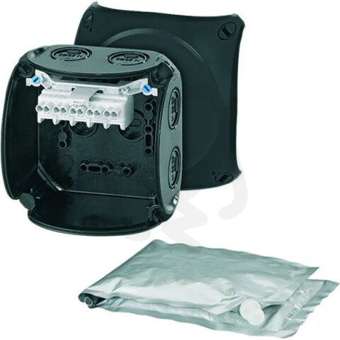 Kabelova rozvodka 1,5-2,5 mm2, 3f, 4 mm2 1f, 5pol., černá HENSEL WP 0402 B