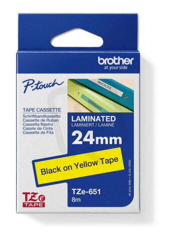 Páska BROTHER TZe-651, žlutá/černá (24mm, laminované)
