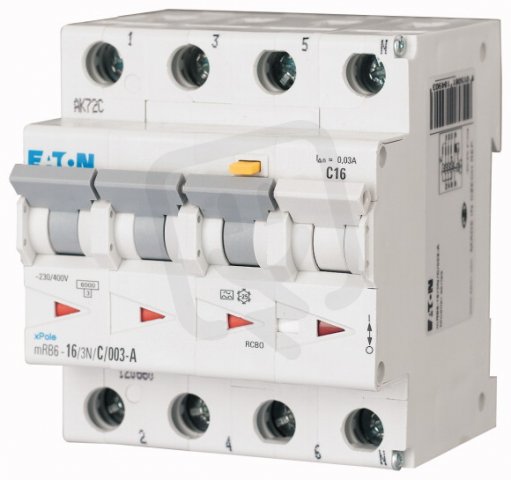 Chránič s jističem 6kA mRB6-16/3N/D/01-A 3+N D 16A 0.1A EATON 120676