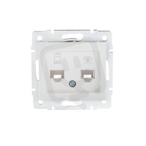 Zásuvka datová-telefonní DOMO RJ45Cat 6+RJ11 bílá 24758 Kanlux