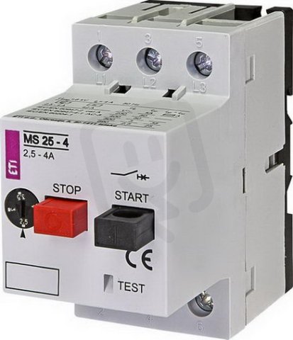 Motorový spouštěč MS25 3p 50kA (230V) 2,5-4,0A Irm=44A ETI 004600080