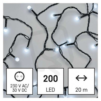 LED vánoční cherry řetěz kuličky 20 m venkovní i vnitřní studená bílá programy