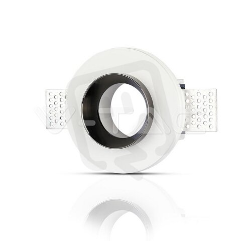 GU10 Fitting Gypsum White Recessed Light With Chrome Metal Round, VT-866