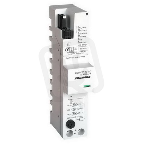 Svodič přepětí 3+1 TT,Cl.I+II,300V,7.5kA+RC + pojistka SCHRACK IS211163-A