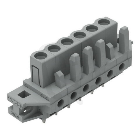 Pružinová svorkovnice THT rovná 5 mm šedá 6pól. WAGO 232-136/031-000