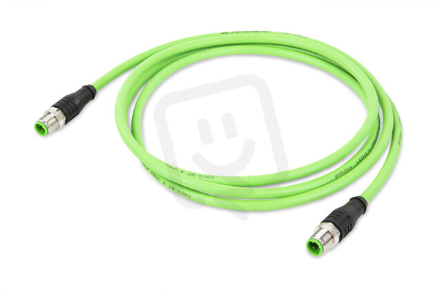 Kabel Ethernet, Zástrčka M12D,  přímá, Zástrčka M12D,  přímá, zelená 4pól.