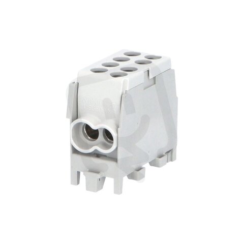 Svorkovnice rozbočovací HLAK 25 1/2 M2 100A 1pól. AL/CU IP20 šedá na DIN 1006511
