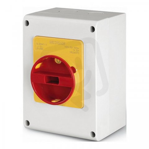 Průmyslový spínač ISOLATOR plastový 32A 3P IP65 emergency SCAME 590.EM3213