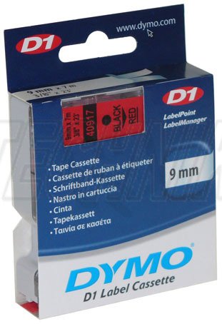 S0720720 40917 DYMO páska D1 samolepicí plastová 9mm,černý tisk na červené pásce