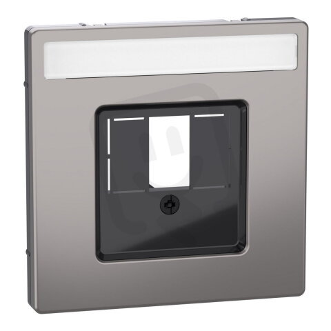 Centrální deska, Merten System D, s otvorem a popis. polem, nikl kovová, kov